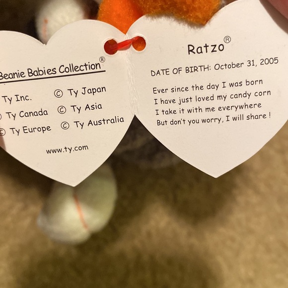 Ty Beanie Babies Baby Ratzo Rat Rare Vintage Collectible Candy Corn Halloween - Picture 3 of 6